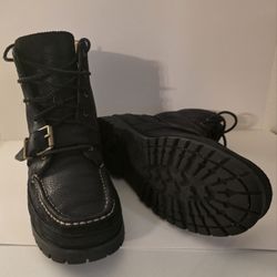 Polo Ralph Lauren Ranger Boots - Size 12 - All Black with Gray Fleece Lining