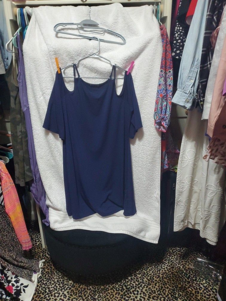 Navy Blue Off Shoulder Dress