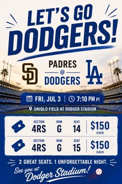 Dodger vs Padres Tickets