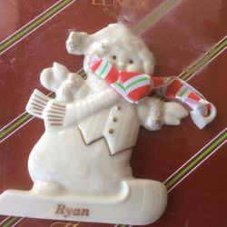 A Lenox Porcelain Christmas Ornament Snow Teddy Bear.
