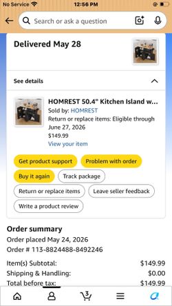 Kitchen island HOMREST  50.4”