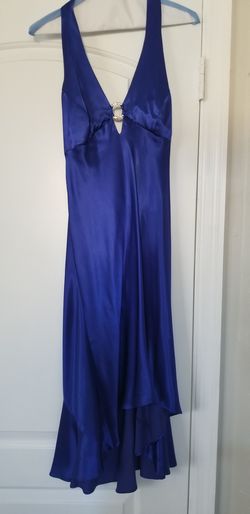 Royal blue holter top rhinestone dress