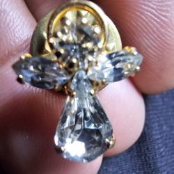 Rhinestone Angel  Brooch Vintage 