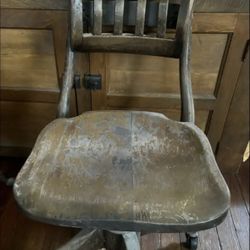 Unusual Antique Lawyers/Bankers Wooden Office Chair