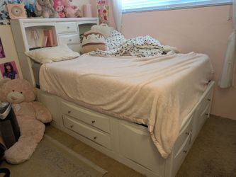Full size bed frame with 10 drawers