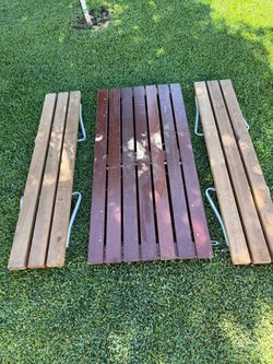5ft Wood Folding Table with 2 Folding Wood Benches
