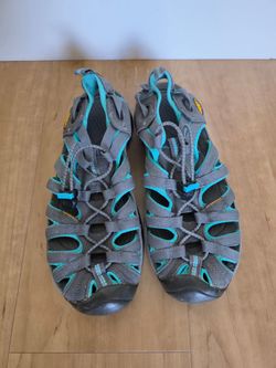 KEEN Women's 8.5 Waterproof Hiking Sandals Gray Turquoise Closed Toe