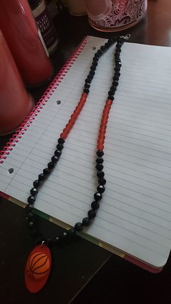 Red and black basketball necklace