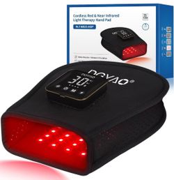 (New in Box) Cordless Red Light Therapy for Hand Pain Relief 4000mAh Rechargeable Battery FDA Cleared Infrared Gloves LED Light Therapy Pad Device fo