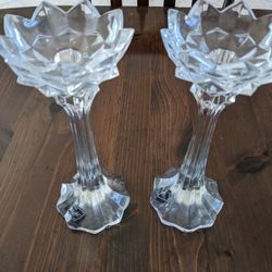 Mikasa Crystal Candle Holders Set 2 Beautiful 