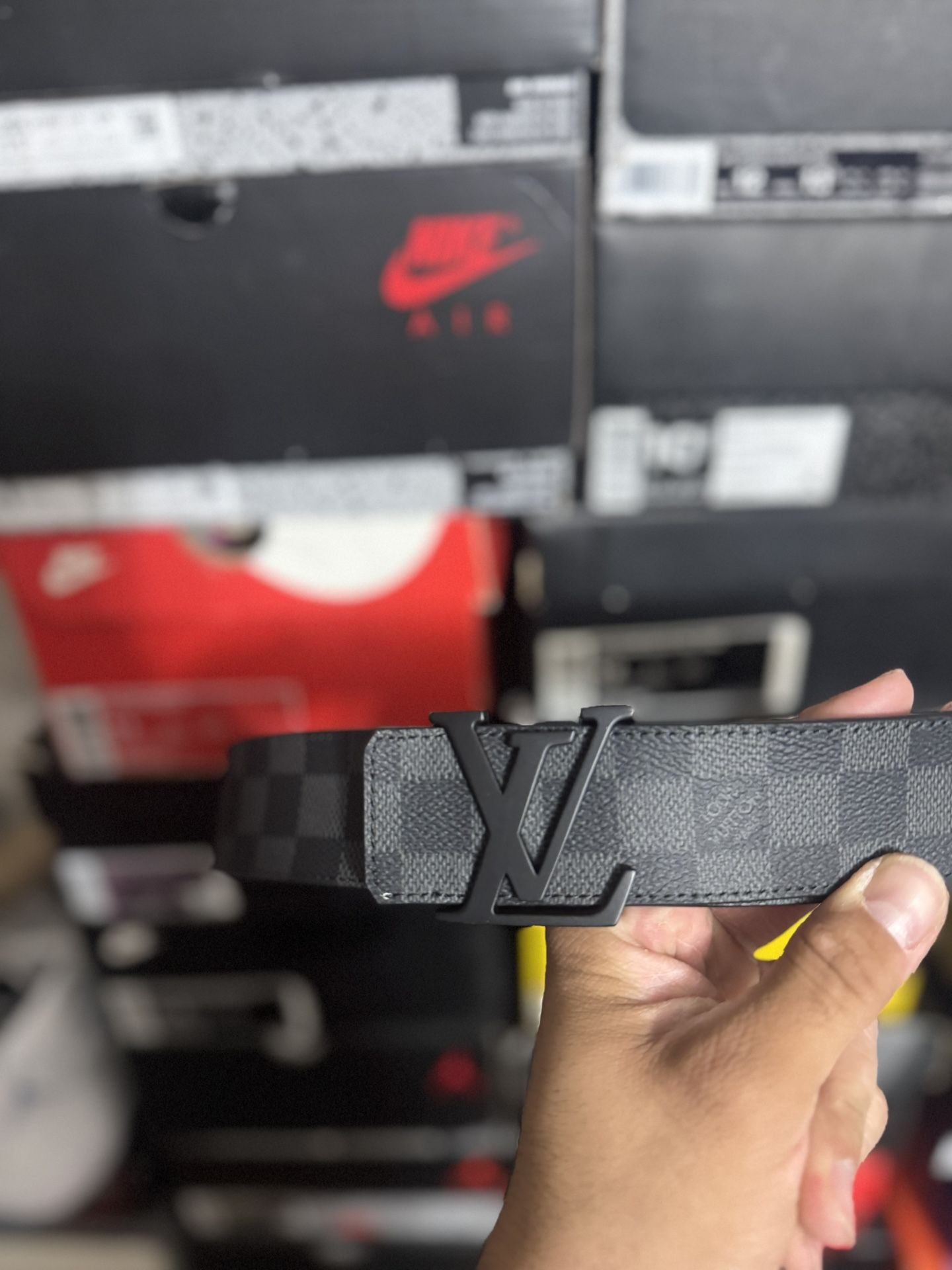 Louis Vuitton Belt Initiales Damier Graphite Black/Grey 90/36 Close To Brand New