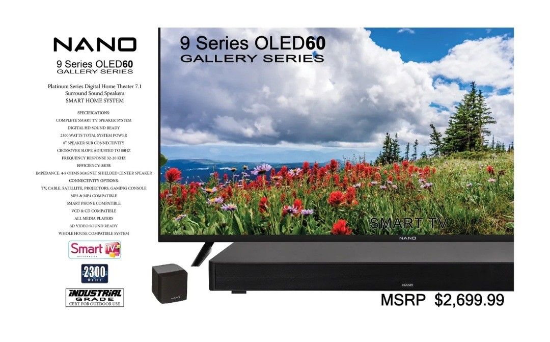 BRAND NEW ..Nano 9 Series Oled 60 Gallery Series Platinum Digital Home Theater 7.1