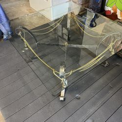 Living room Coffee Table Glass with A Metal base