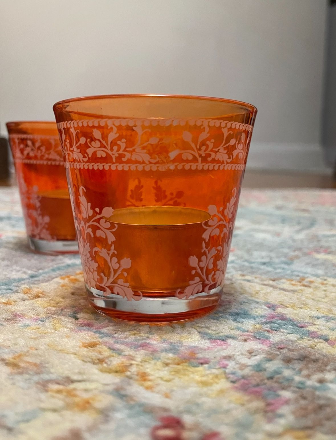 X12 Orange Glass Decorative Votive Candleholders