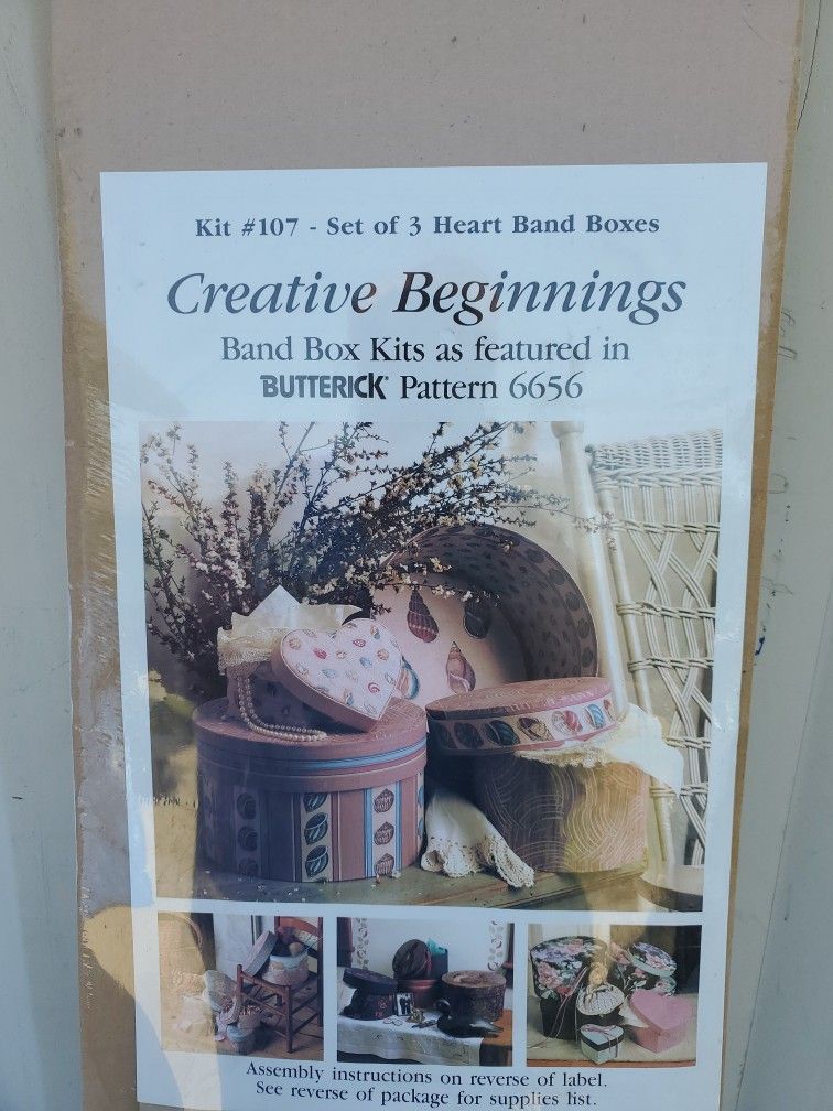 Box Kit #107, Heart band Boxes, Butterick Pattern 6656, Vintage New