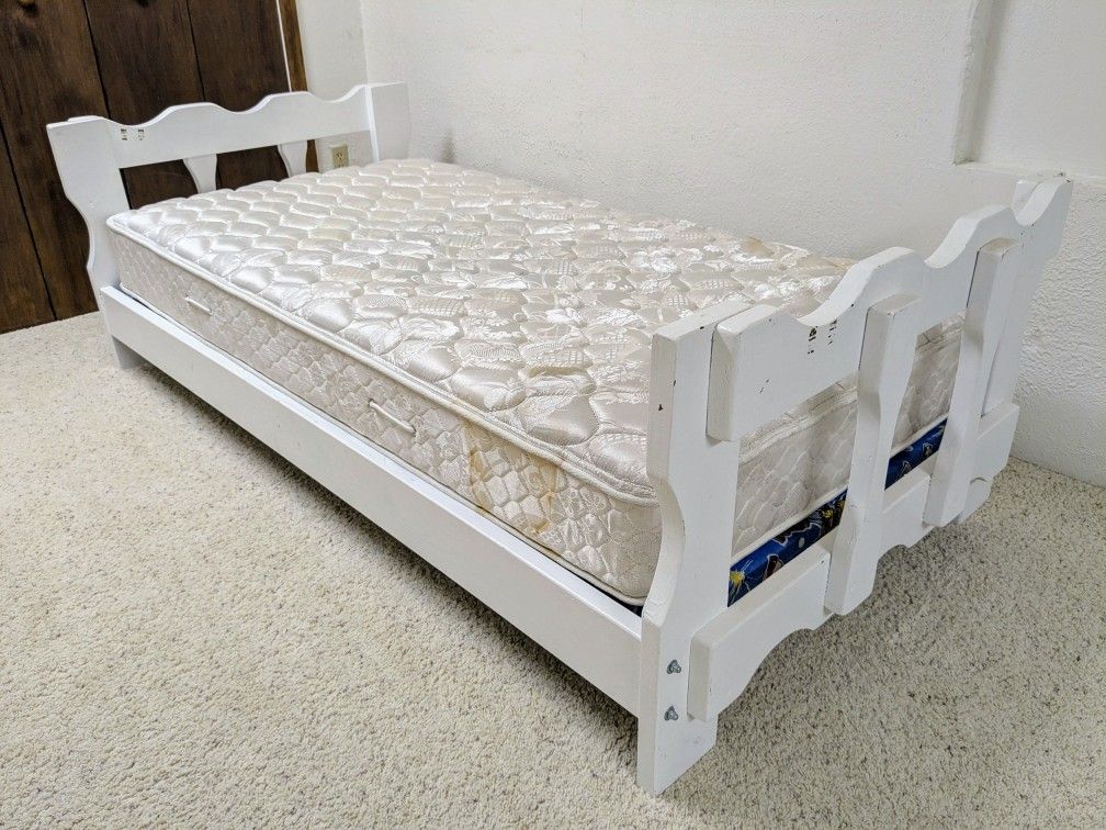 Wooden Kids' Bed Frame with mattress
