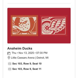 Detroit Red Wings Vs Anaheim Ducks Today 11/13