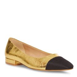 NEW Steve Madden Blair Cap Toe Ballet Flat Gold Metallic Black size 6M