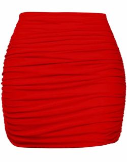 Women's High Waist Tight Ruched Bodycon Mini Club Skirt