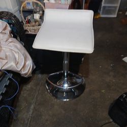 White Leather Bar Stool 