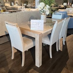 Marble Dining Table, 4 Chairs And Bench
