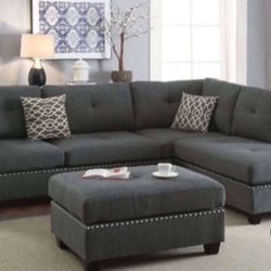 New Gray Or Black Sectional And Ottoman Sofa Couch 