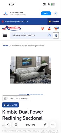 Kimble dual power reclining sectional couch