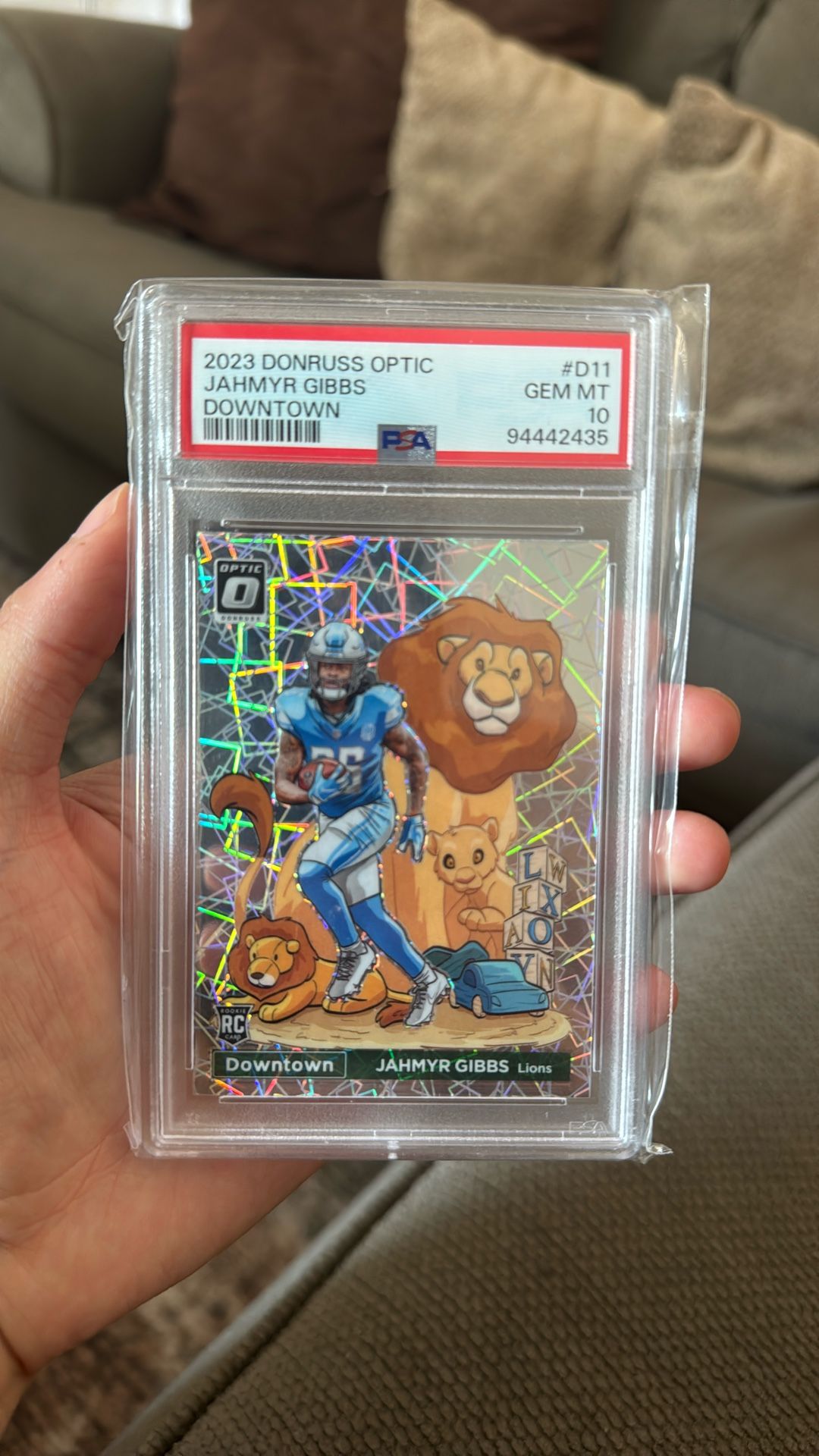 2023 Panini Donruss Optic Jahmyr Gibbs Downtown Rookie PSA 10
