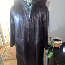 Women’s long leather coat