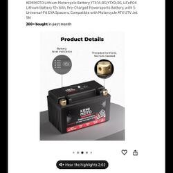 Lithium Motorcycle Battery 480cca