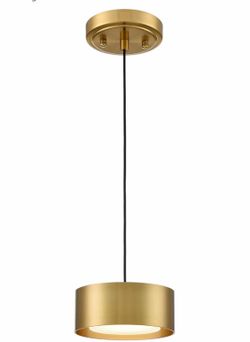 Modern Brushed Gold LED Pendant Light, 6W 3000K 480lm Dimmable Hardwired