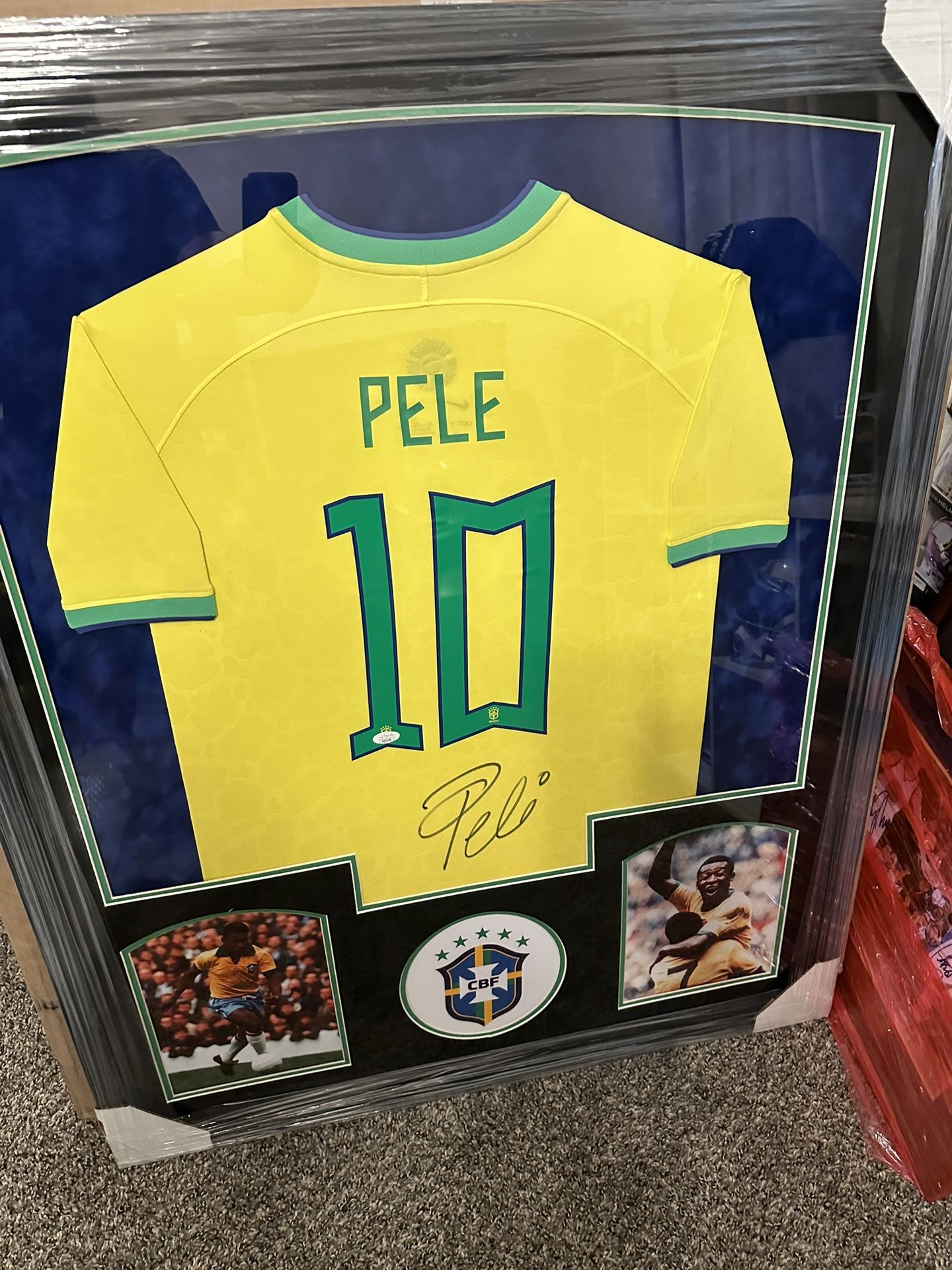 Pele Autographed Framed Nike Jersey JSA COA