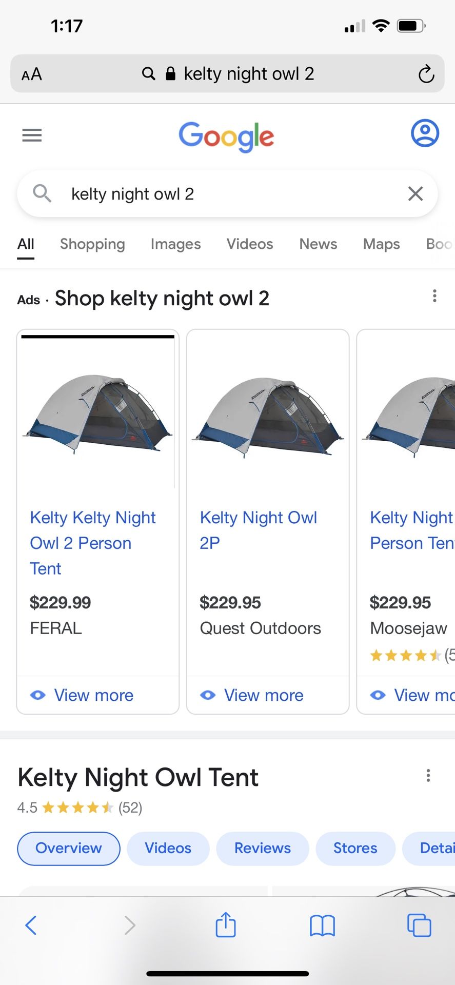 Kelty Night Owl 2 Person Dome Tent