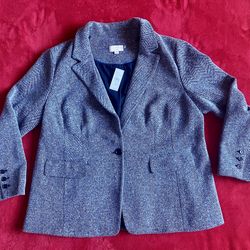 LOFT Herringbone Knit Blazer COAT JACKET Size XL - 18 COTTON BLEND‼️ NEW - Retail $128 ‼️ 50% OFF ‼️