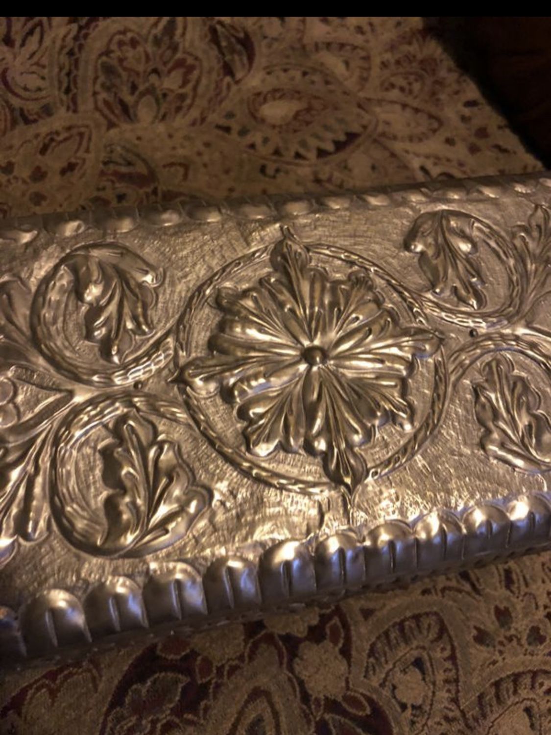 Vintage Decorative Box Steel Silver Galvanized