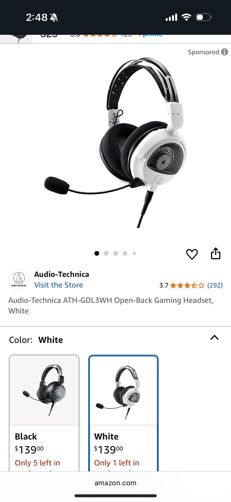 Audiophile Gaming Headset Audio Technica. Great For FPS Games And Footsteps. Comes With Everything And The Original Box