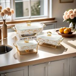 Set, 3 Sets Ceramic Plates for Restaurant Home Use Kitchen Utensils Baking Pan Cooking Pot Soup Pot Suitable for Bread Turkey C