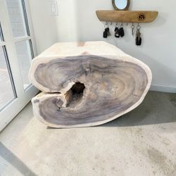 Solid Reclaimed Monkey Wood Whitewashed Console Table