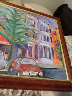Framed Painting Washington D.C. Adams Morgan Trendy Row District signed