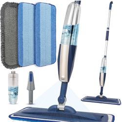Mops for Floor Cleaning Wet Spray Mop with 14 oz Refillable Bottle and 3 Washable Microfiber Pads Home or Commercial Use Dry Wet Flat Mop for Hardwood
