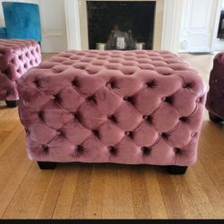  Velvet Mauve Tufted Ottoman 