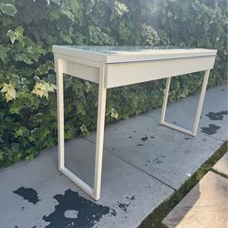 White Glass Top Desk