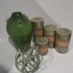 Vase, candles, decor item - green