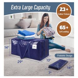 6 Pack Extra Heavy Duty Large Moving Bags with Strong Zipper & Comfortable Handles, 