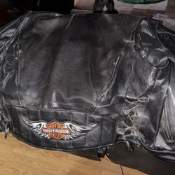 Harley Davidson Patched Heavy XL Leather Jacket 