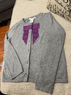 Janie and Jack Gray Purple bow Cardigan