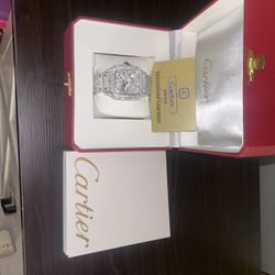 Iced Out Lab Diamonds Cartier Skeleton Watch , With Extra Links 