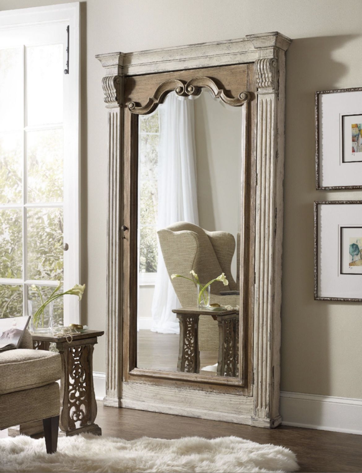 HOOKER FURNITURE - CHATELET FLOOR MIRROR W/JEWELRY ARMOIRE STORAGE -  by Hooker Furniture