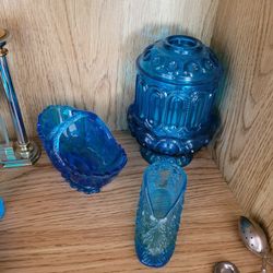  Vintage Blue Fenton Glass Pieces