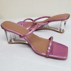 Pink Shimmer Lucite Heels Shoes 